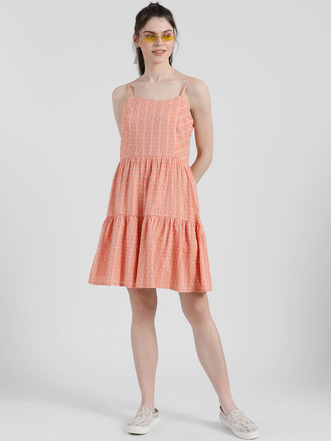 Self Design A-Line Dress