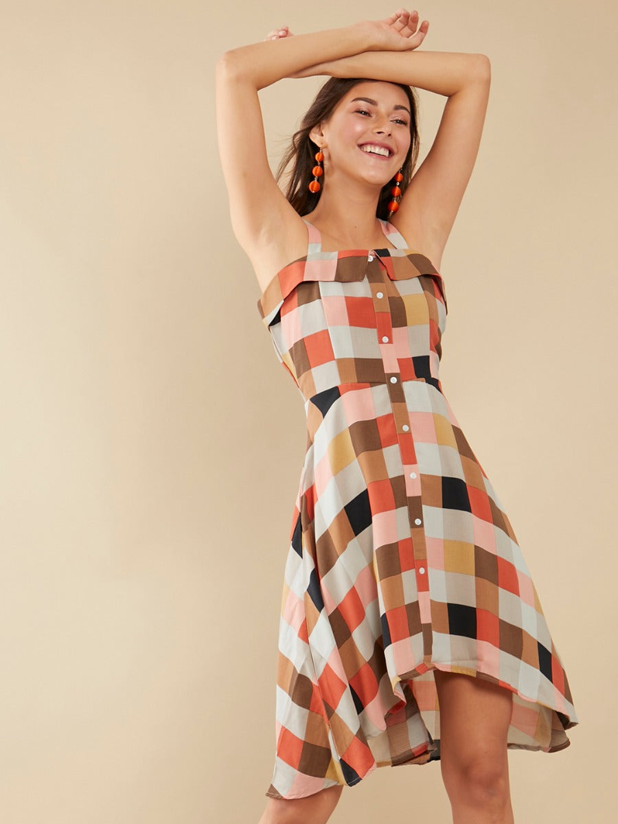 Checked Sheath Dress