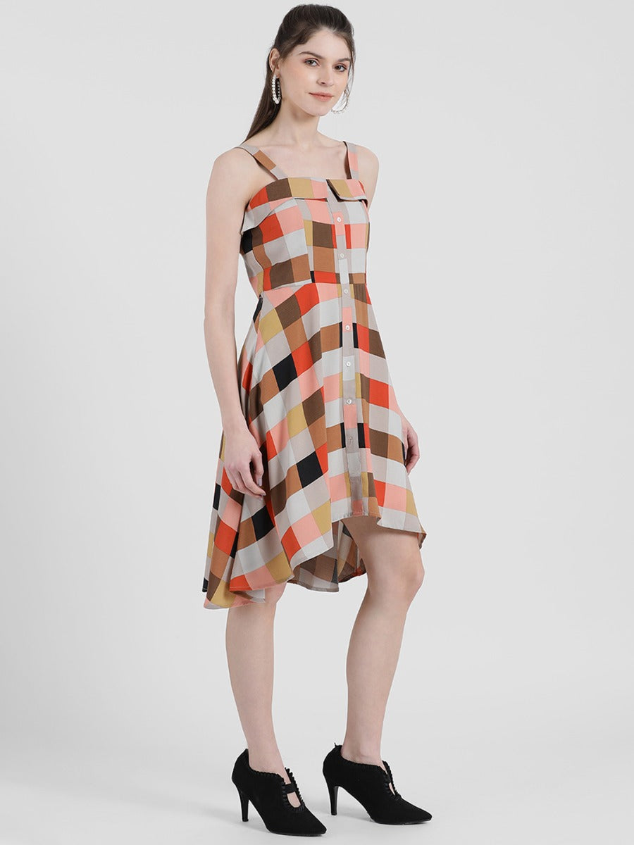 Checked Sheath Dress