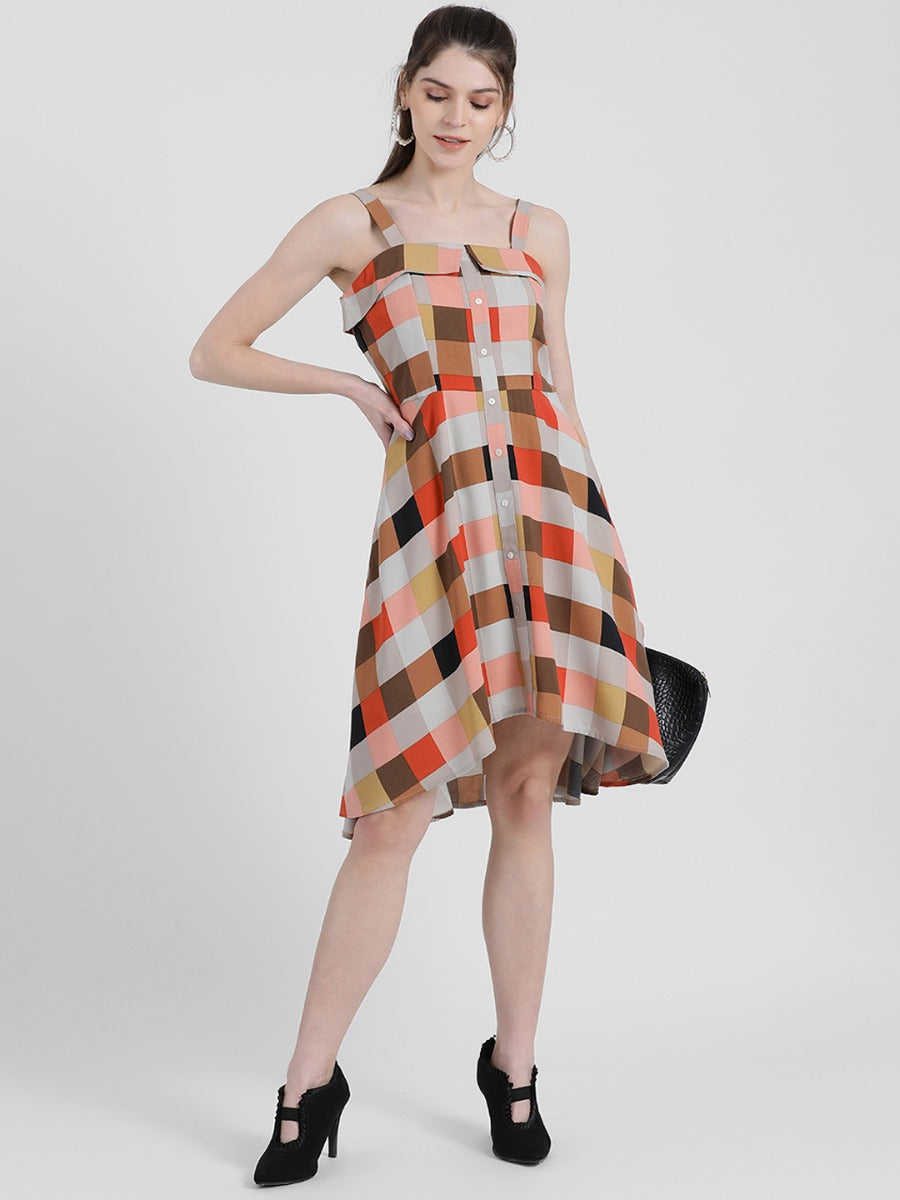 Checked Sheath Dress