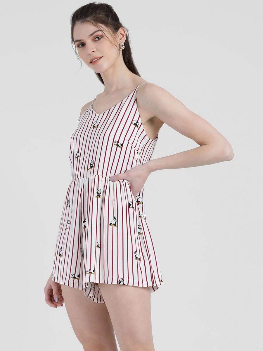 White Strappy Playsuit For Women
