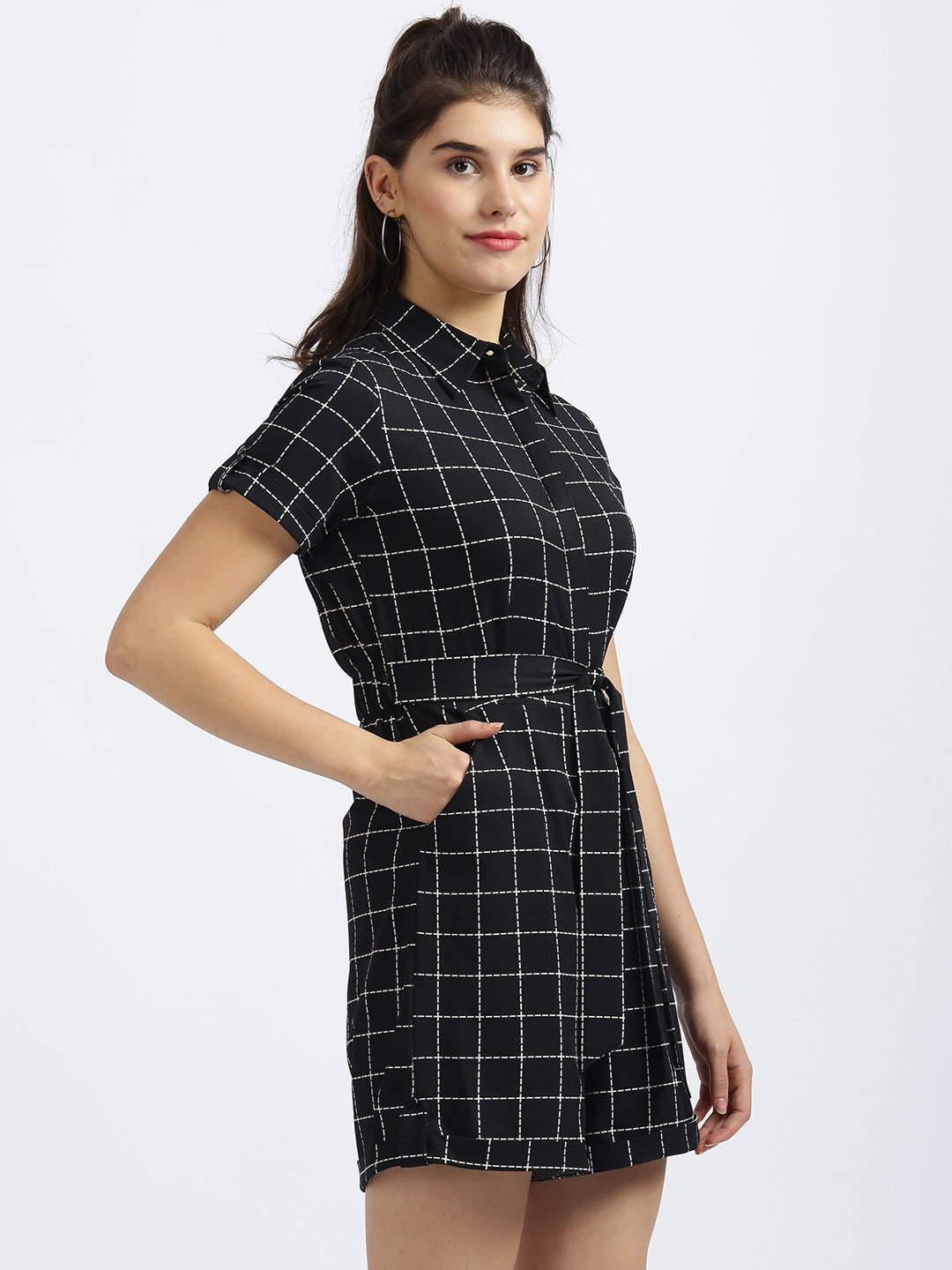 Black Straight Playsuit