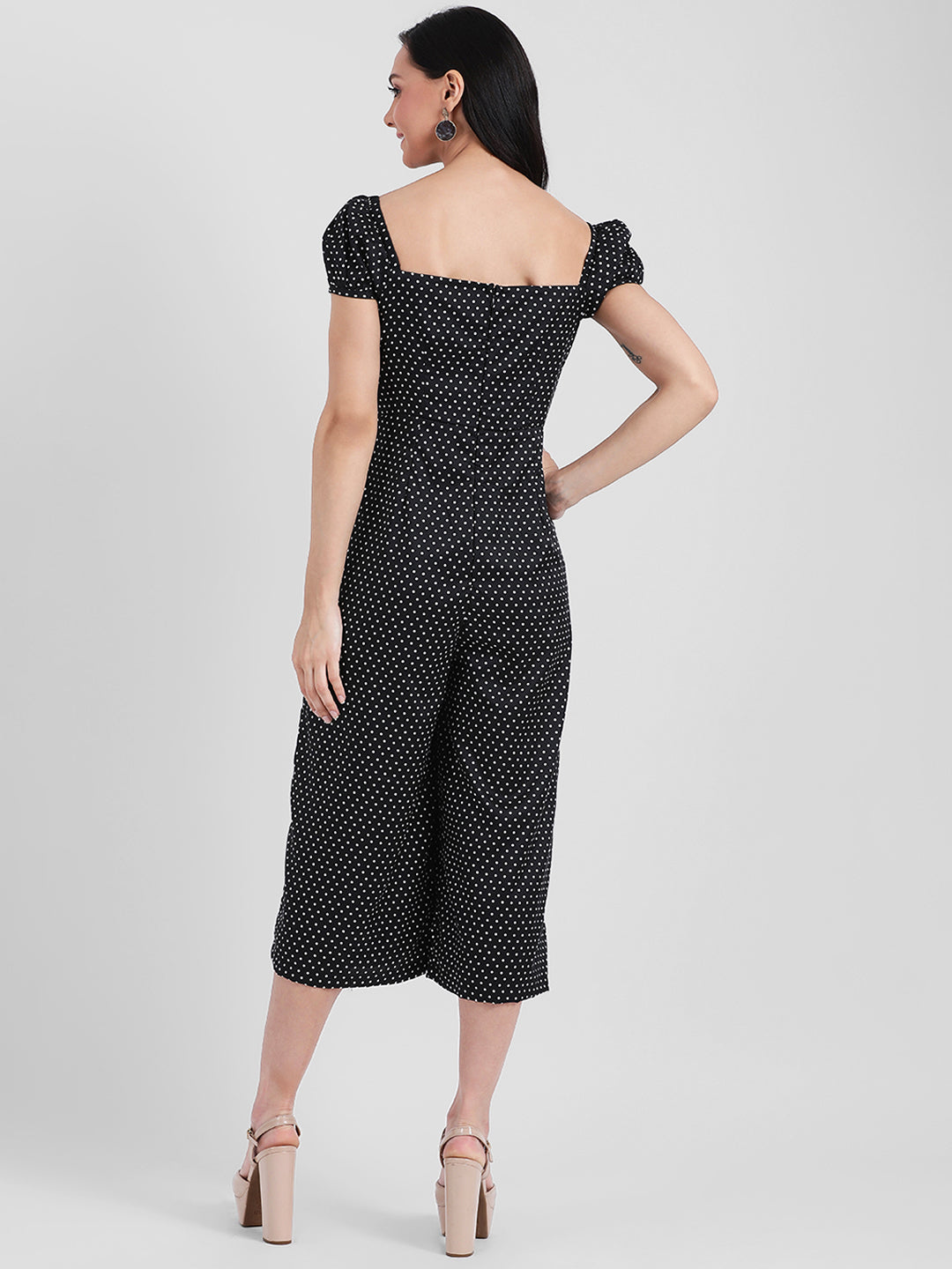 Black Solid Midi Dress