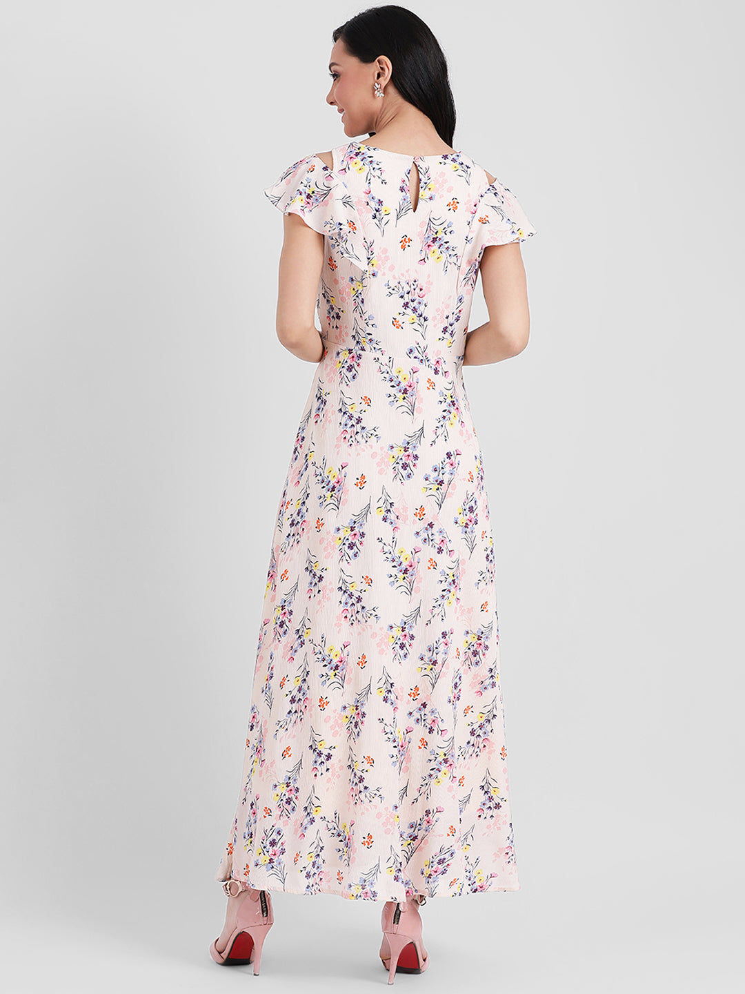 Pink Floral Print Maxi Dress