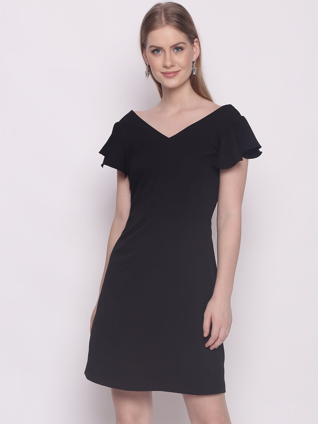 Black Solid Short Dress