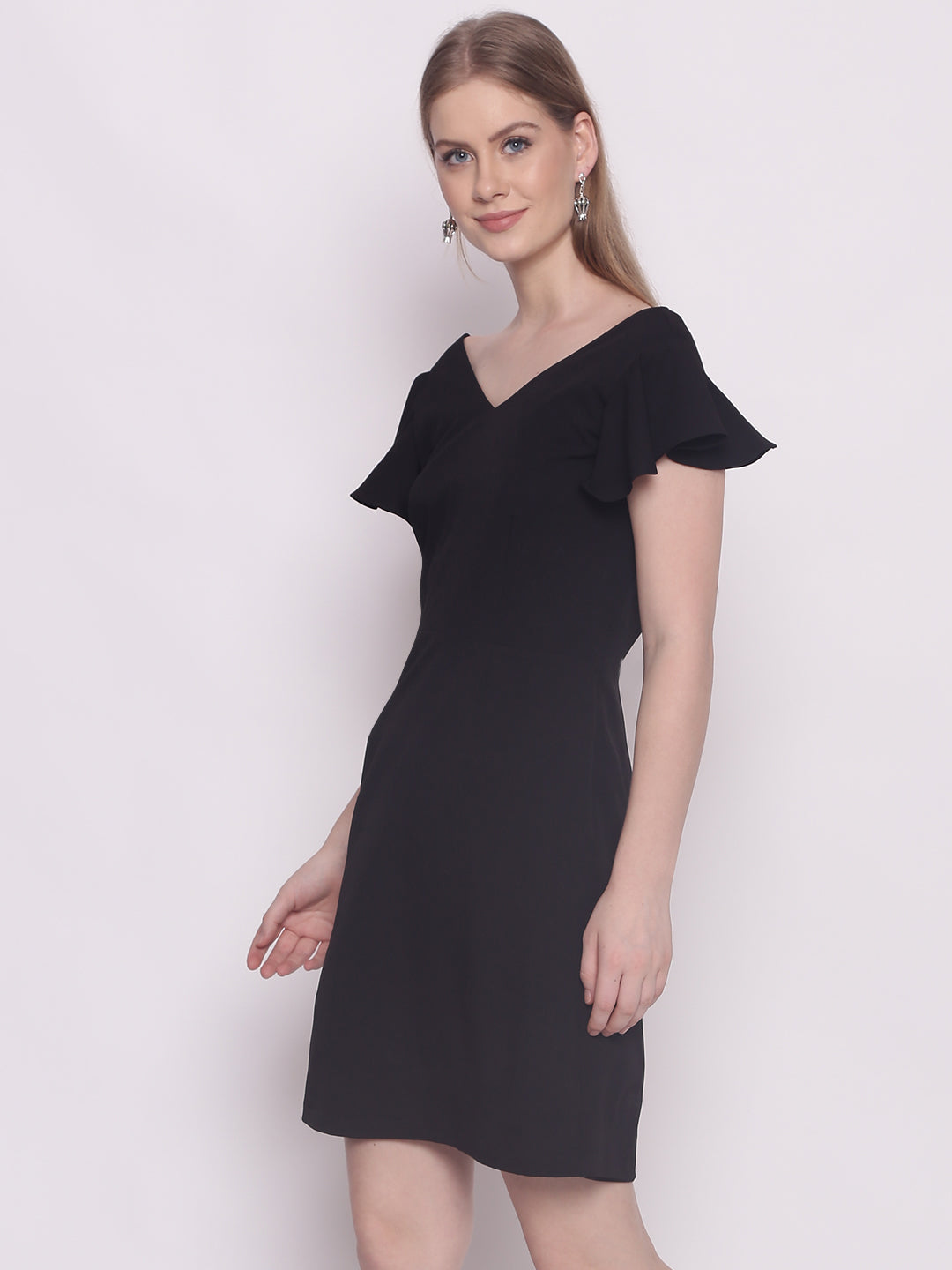 Black Solid Short Dress