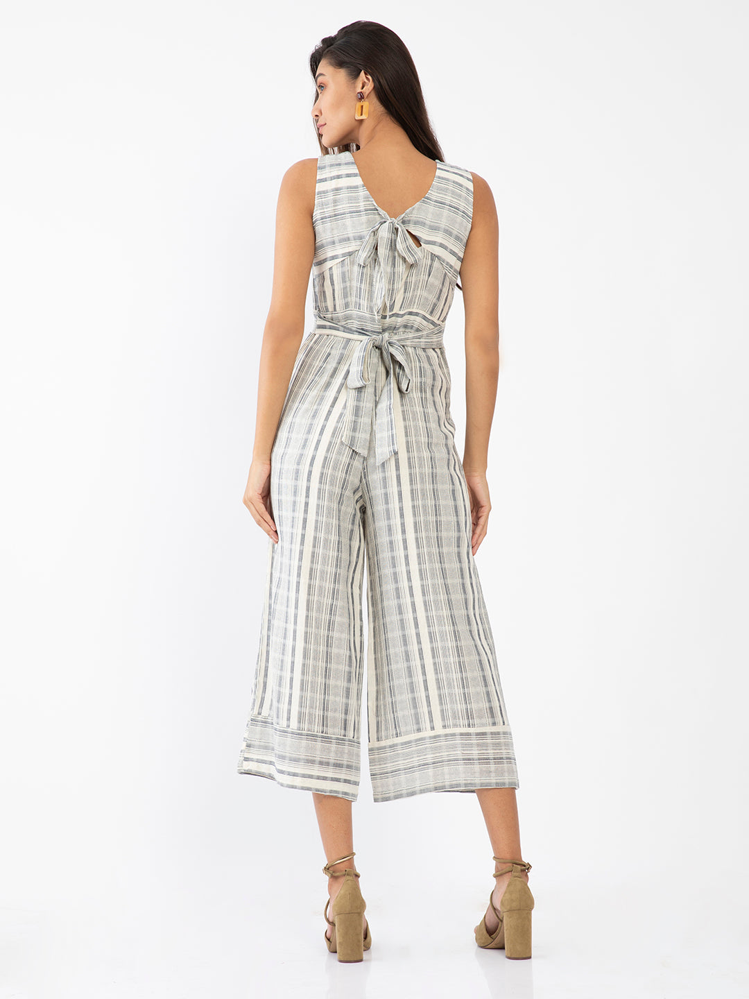 Off White Self Design Regular Jumpsuit