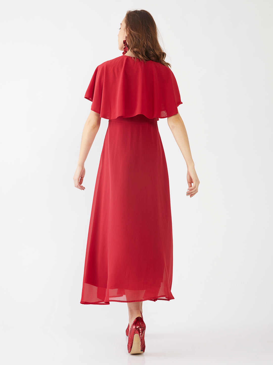 Red Embellished Layered Maxi