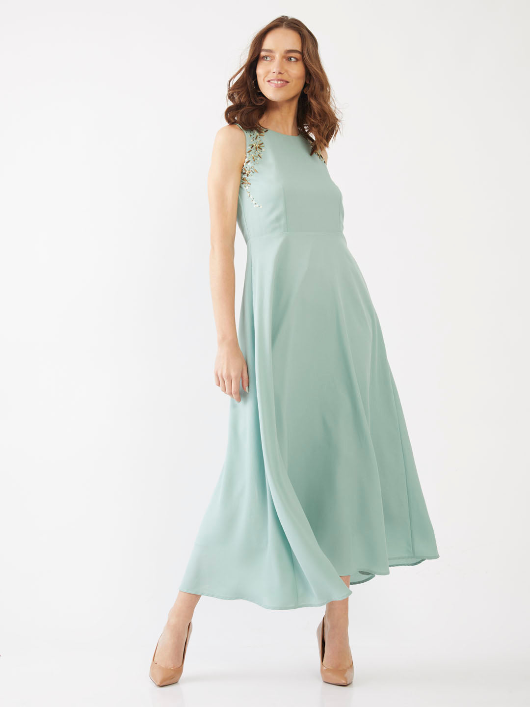 Green Embellished Maxi