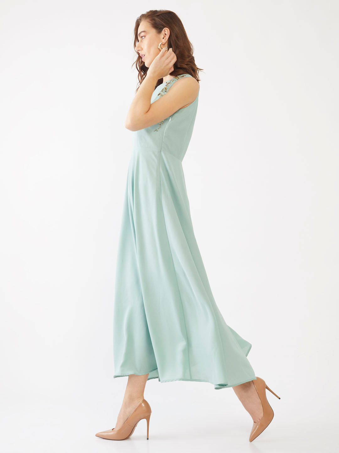 Green Embellished Maxi