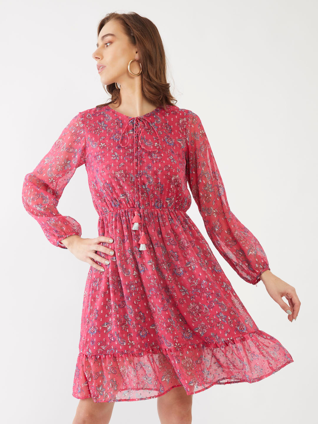 Pink Printed Short Dress