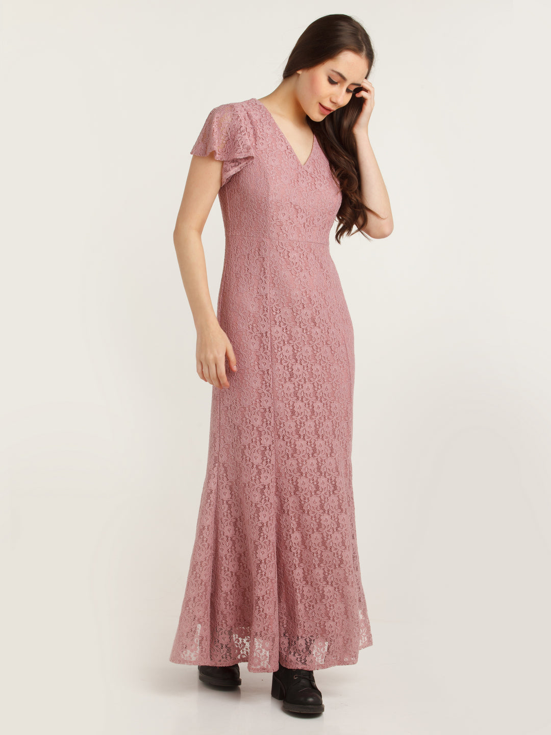 Pink Lace Maxi Dress