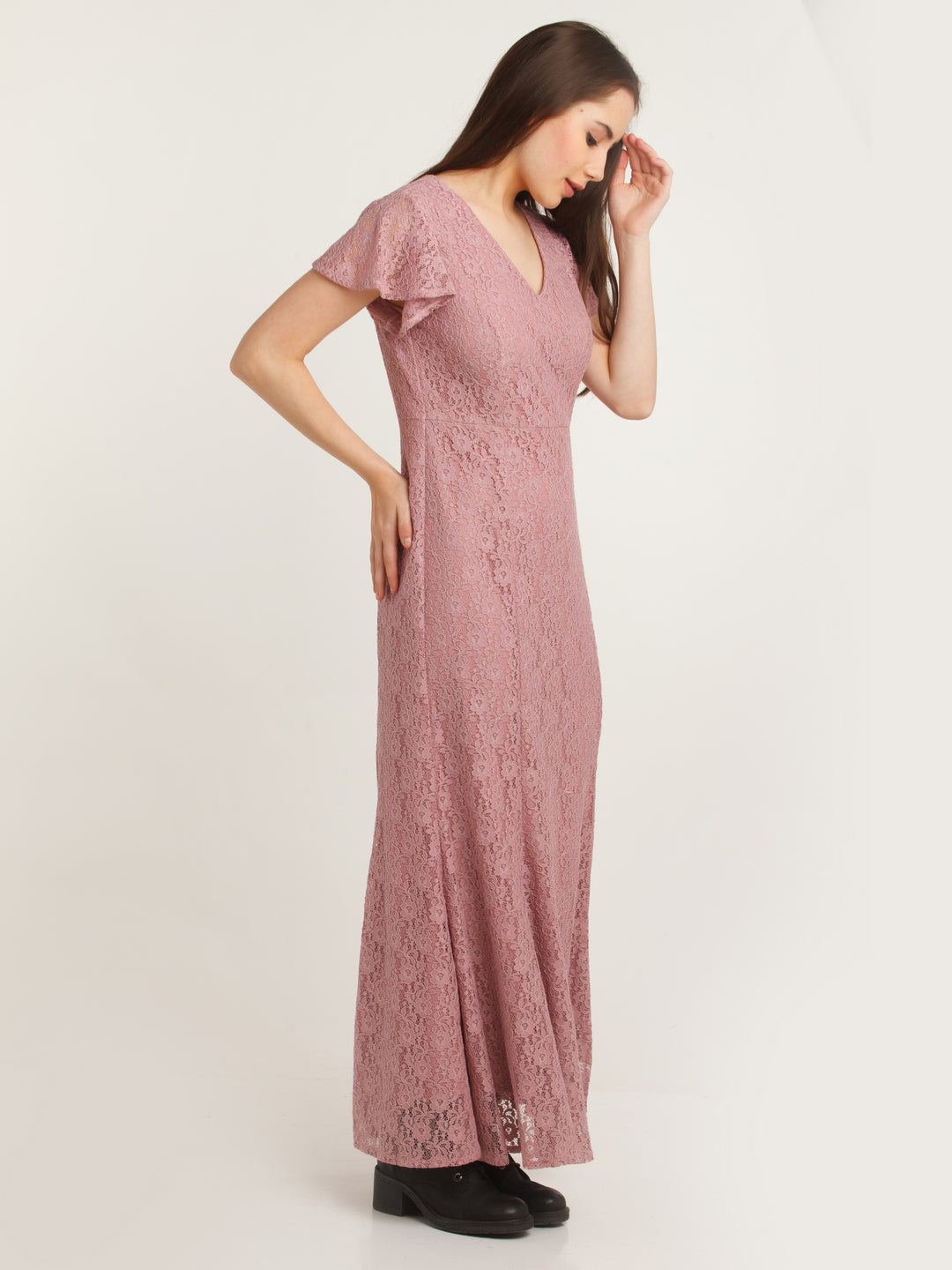 Pink Lace Maxi Dress