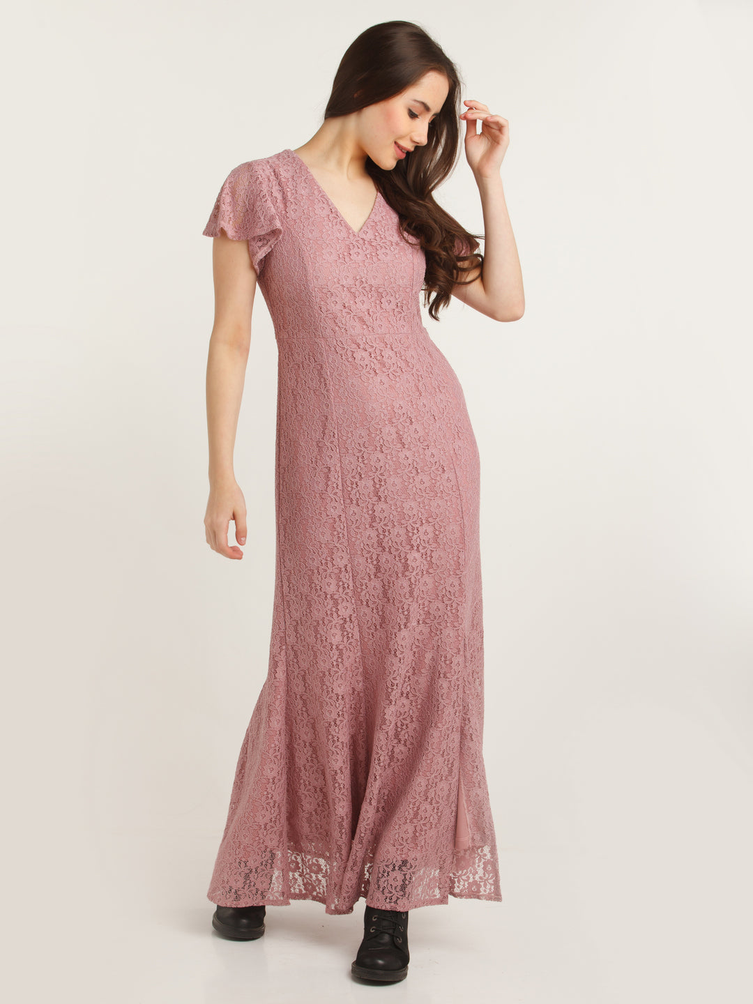 Pink Lace Maxi Dress