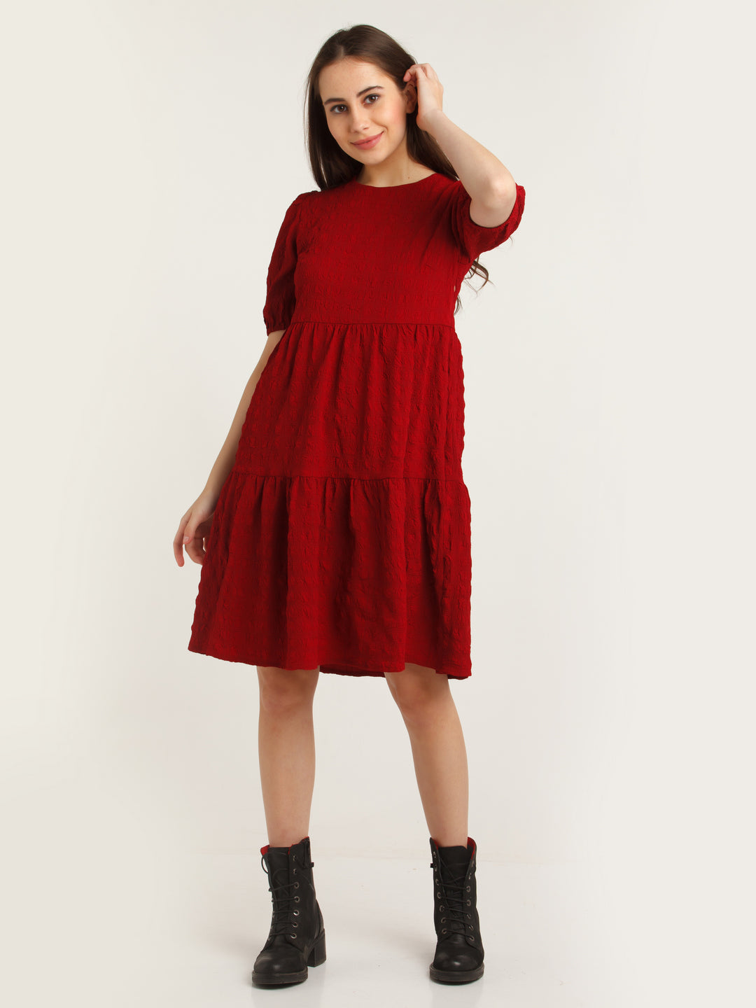 Red Tiered Short Dress