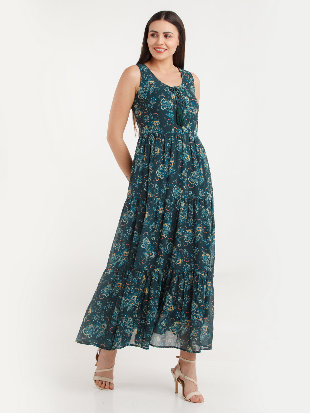 Green Printed Maxi Dress