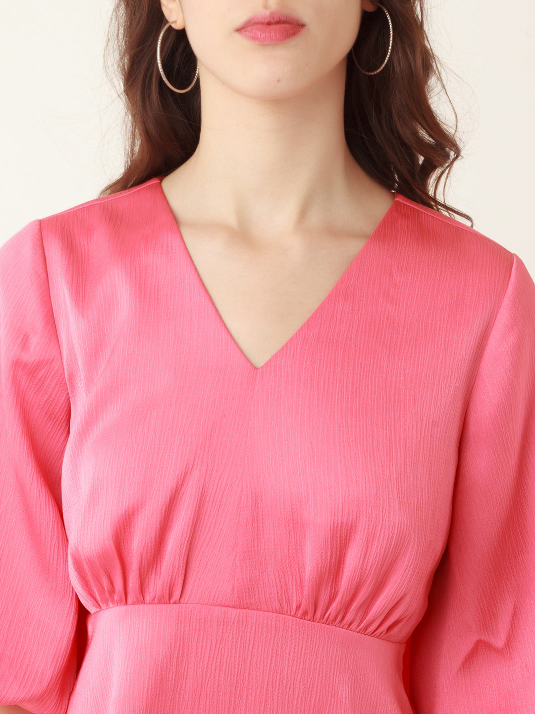 Coral Solid A-Line Short Dress