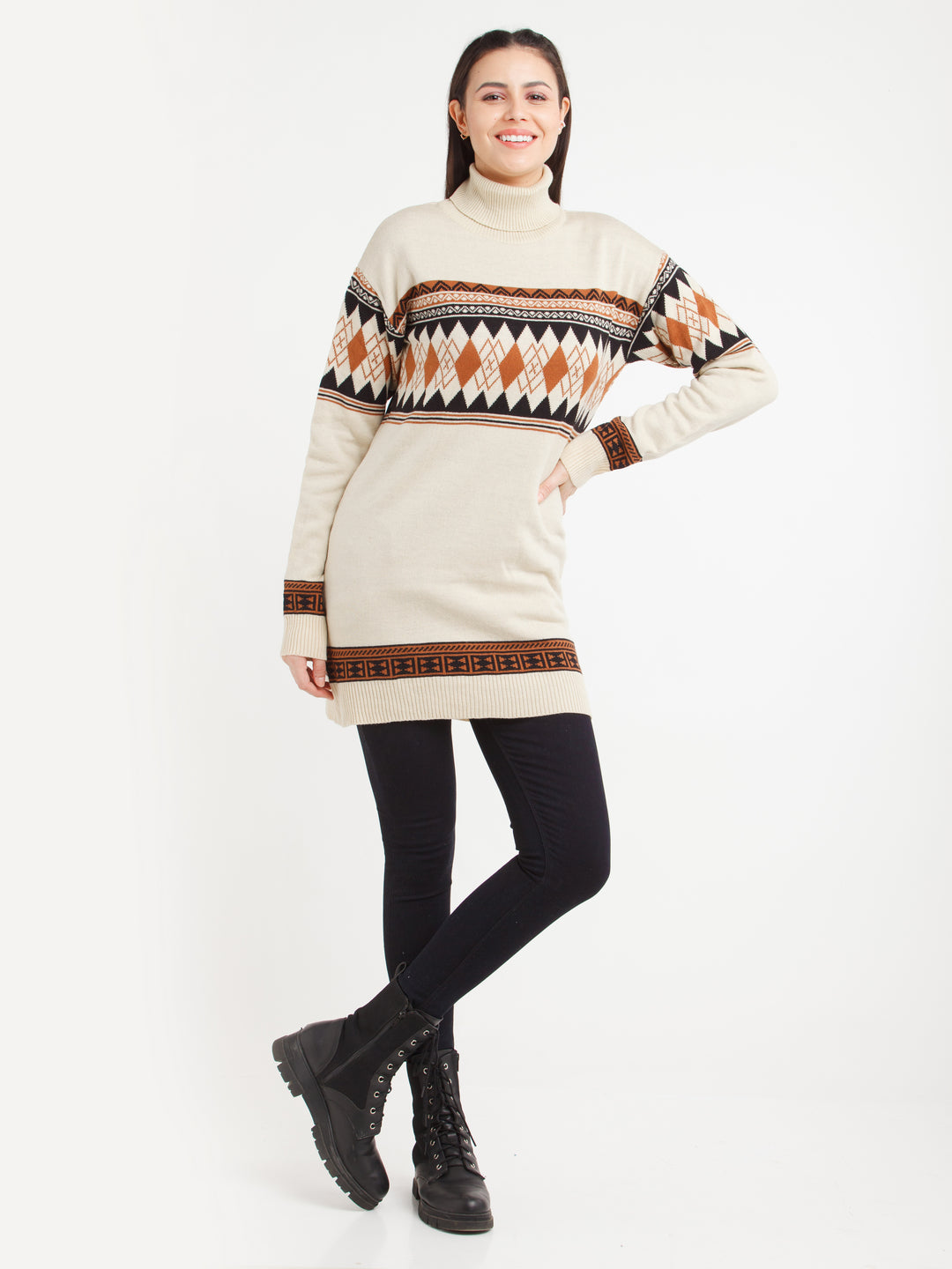 Multicolor Printed Straight Sweater