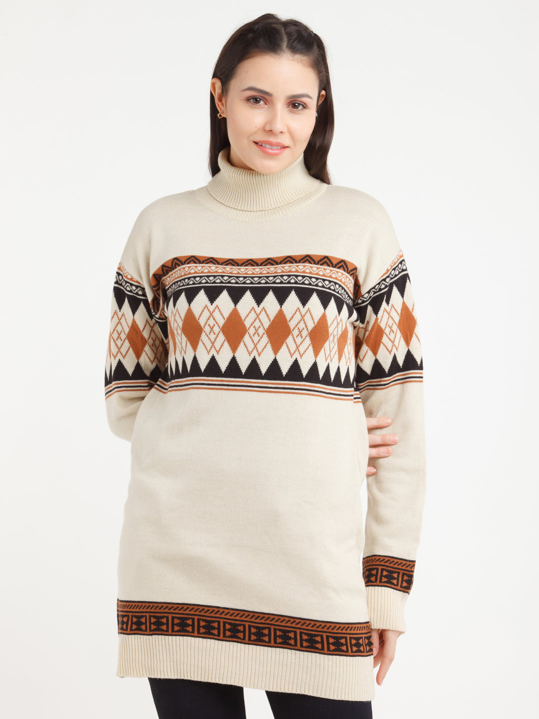 Multicolor Printed Straight Sweater