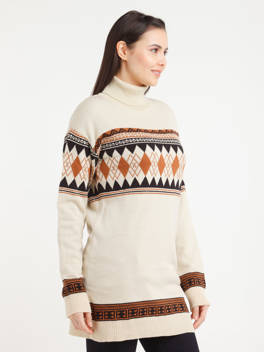 Multicolor Printed Straight Sweater