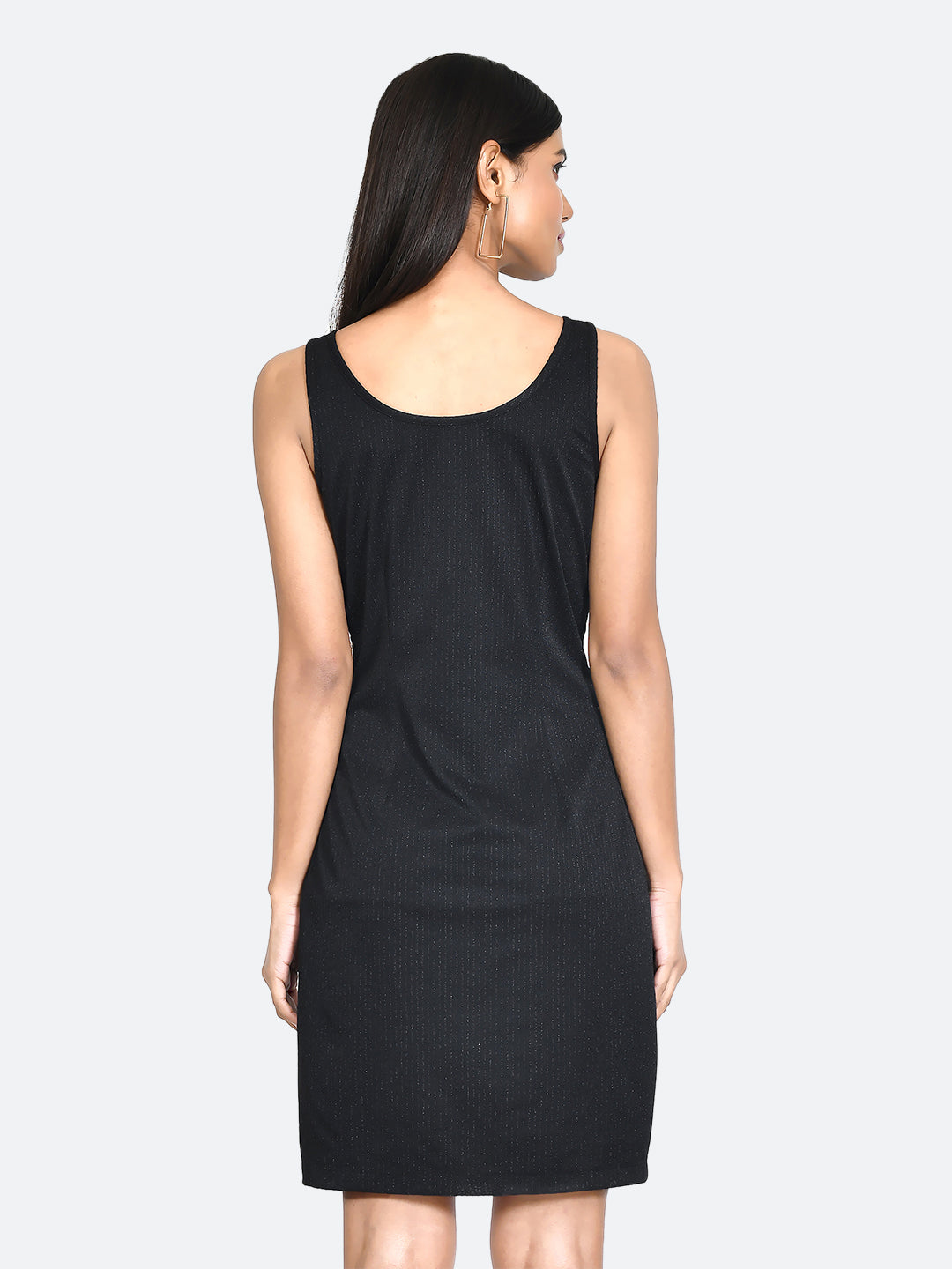 Black Embellished Cut Out Short Dress