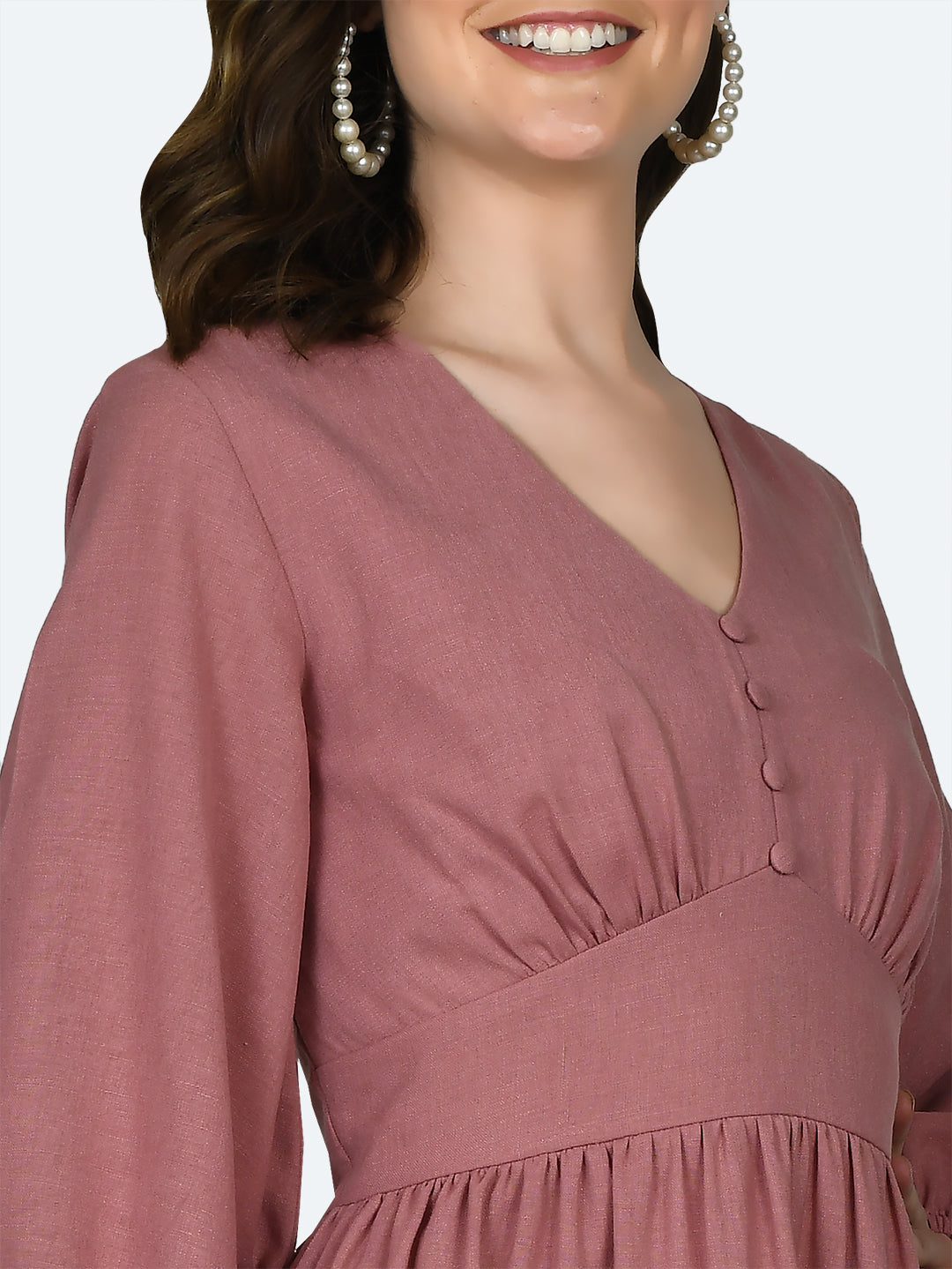 Pink Solid Short Dress