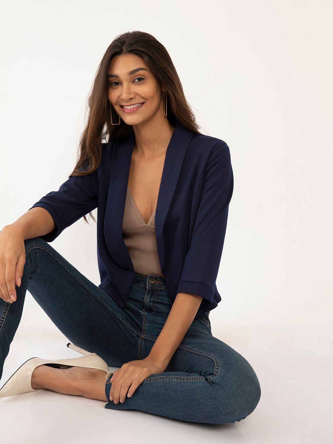 Blue Solid Summer Jacket