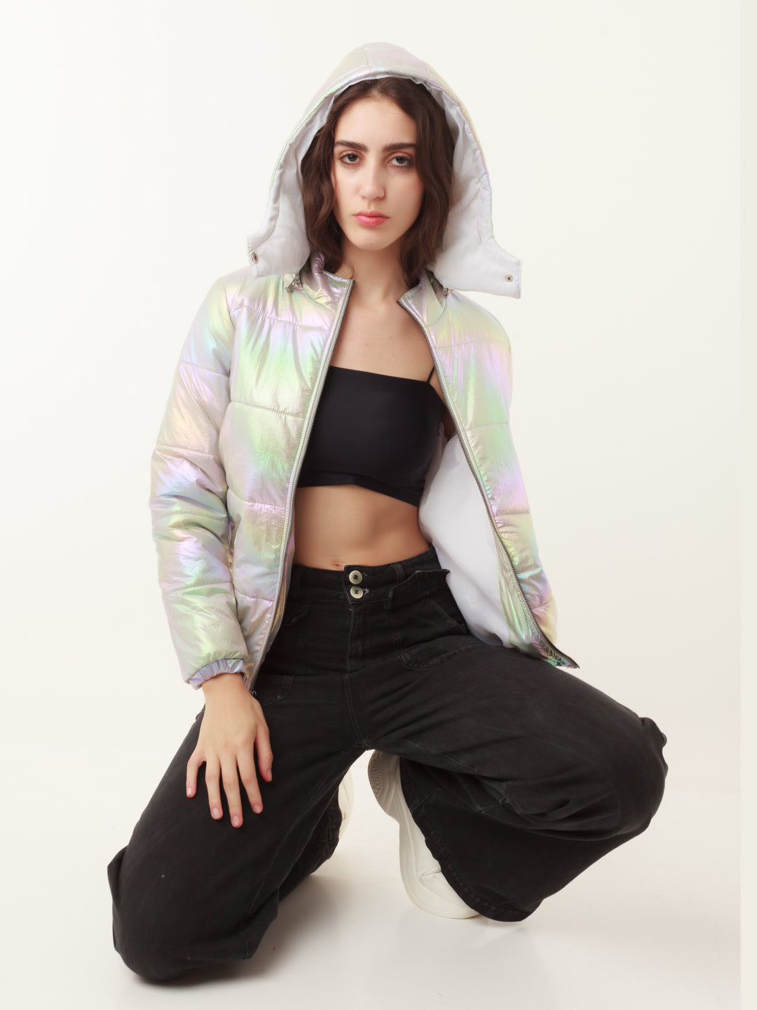Silver Solid Hoodie Jacket