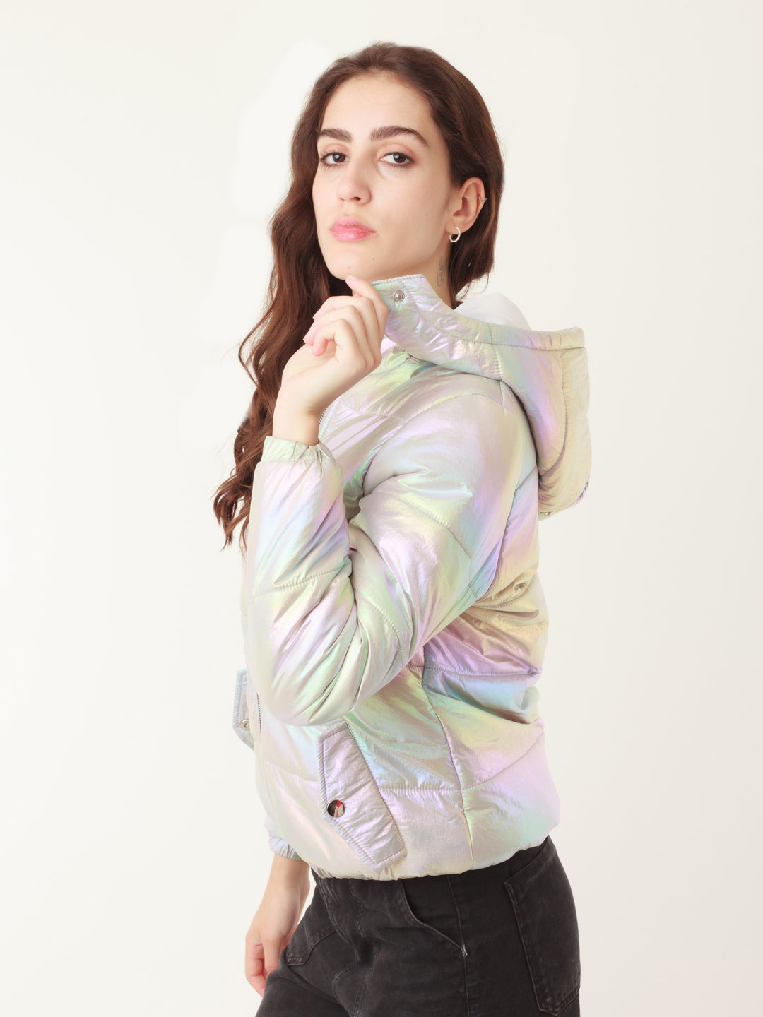 Silver Solid Hoodie Jacket