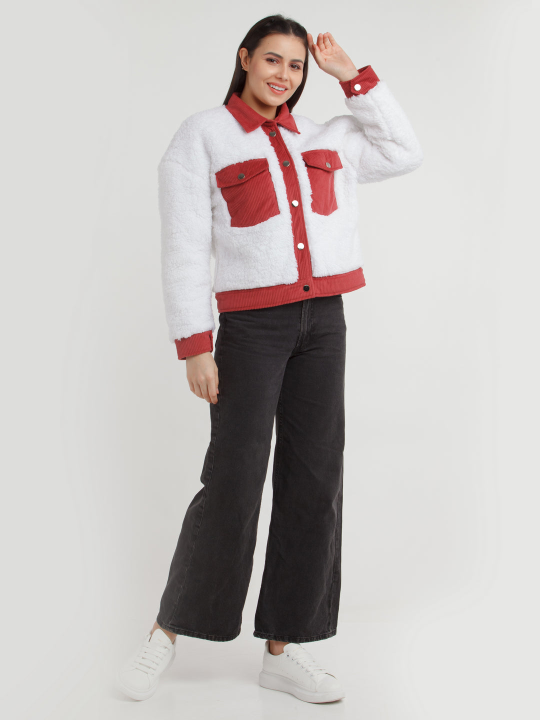 White Colorblock Jacket