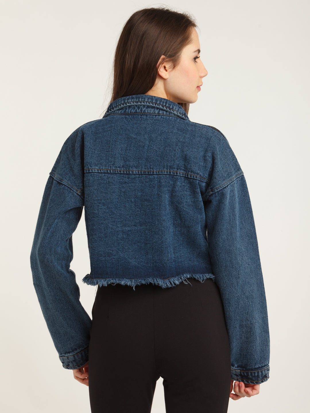 Blue Solid Straight Jacket