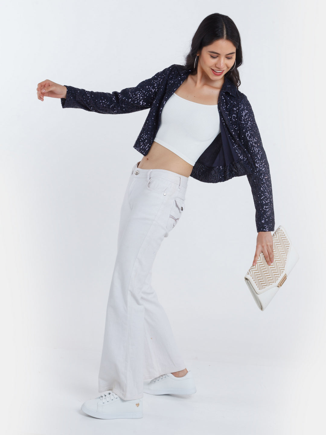 Navy Blue Solid Blazer