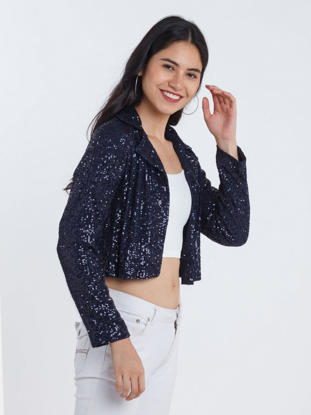 Navy Blue Solid Blazer