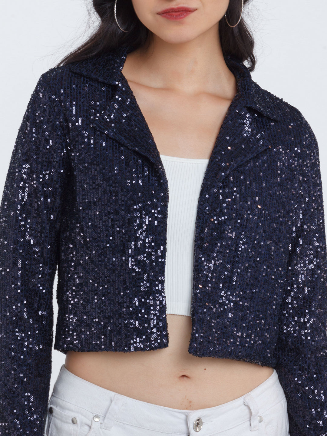 Navy Blue Solid Blazer