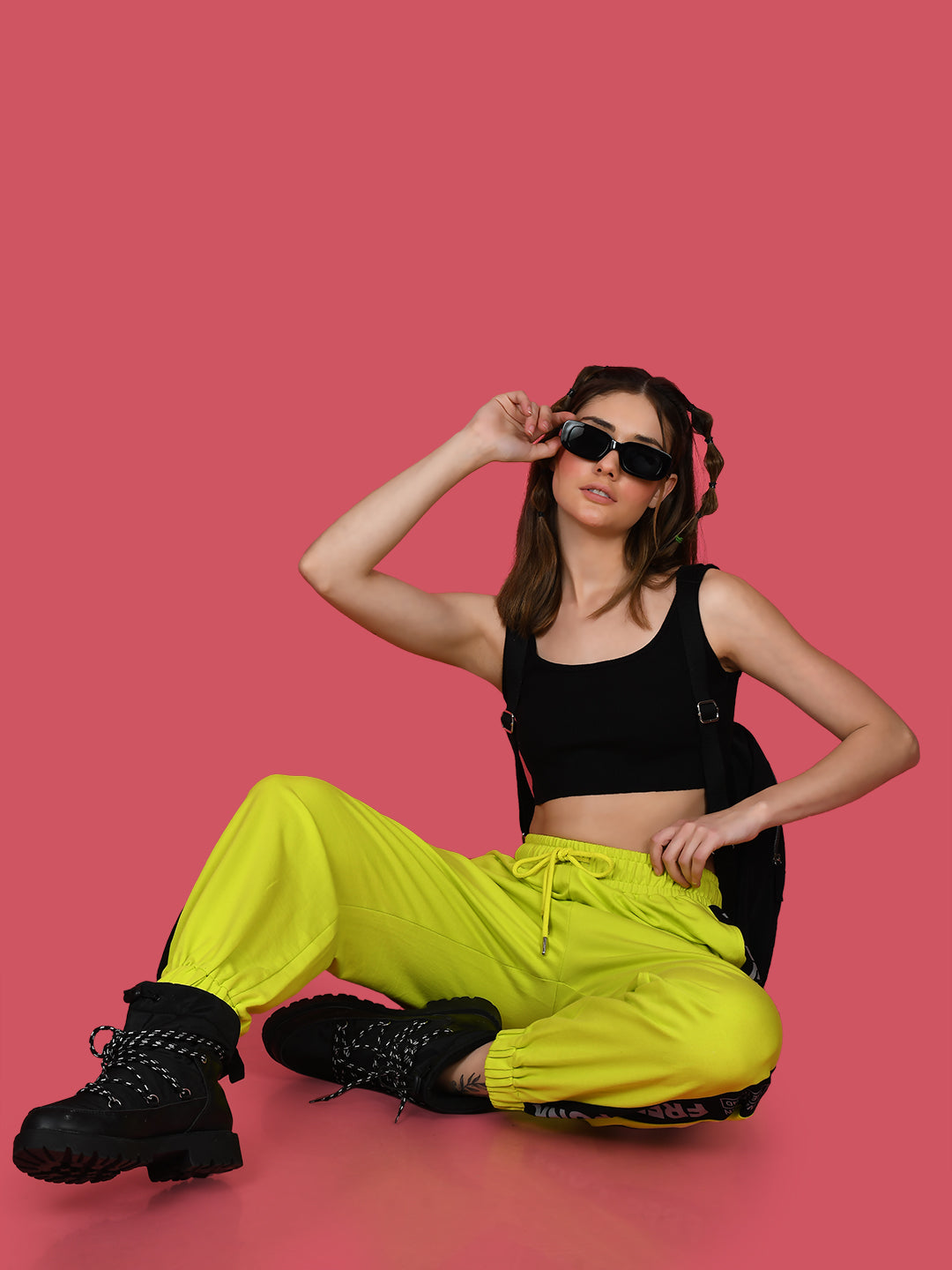 Green Solid Elasticated Joggers