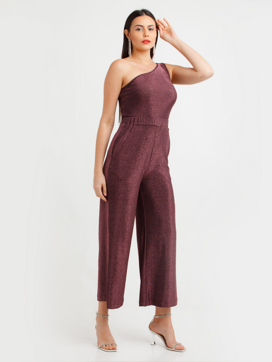 Wine Shimmer Elasticated Trousers