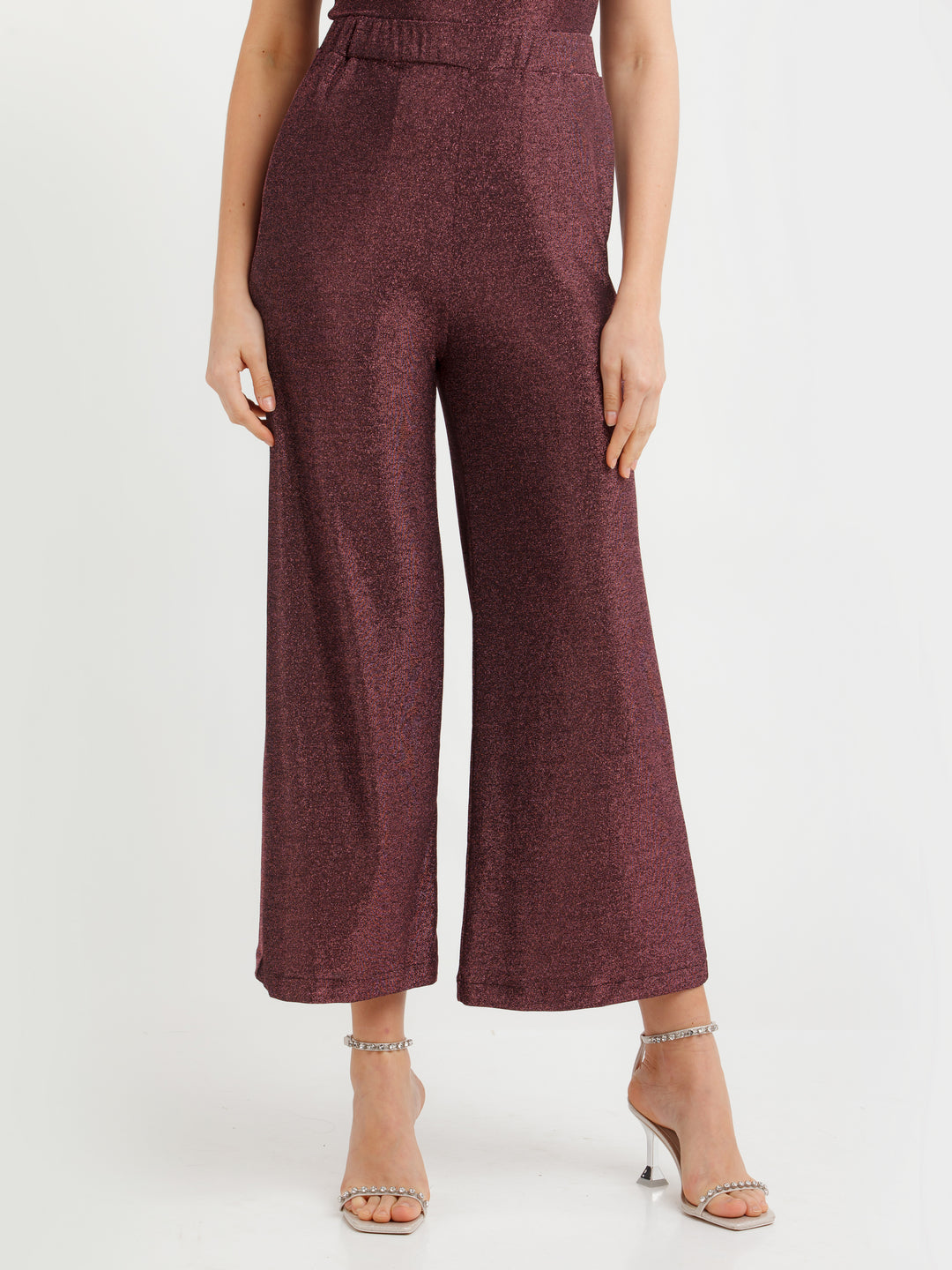 Wine Shimmer Elasticated Trousers