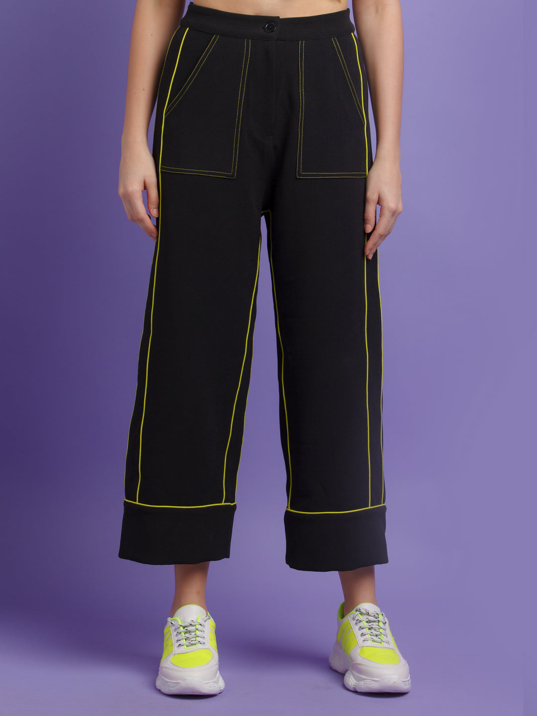 Black Solid Trousers