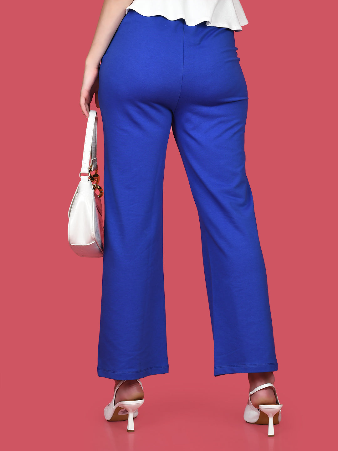 Blue Solid Trousers For Women