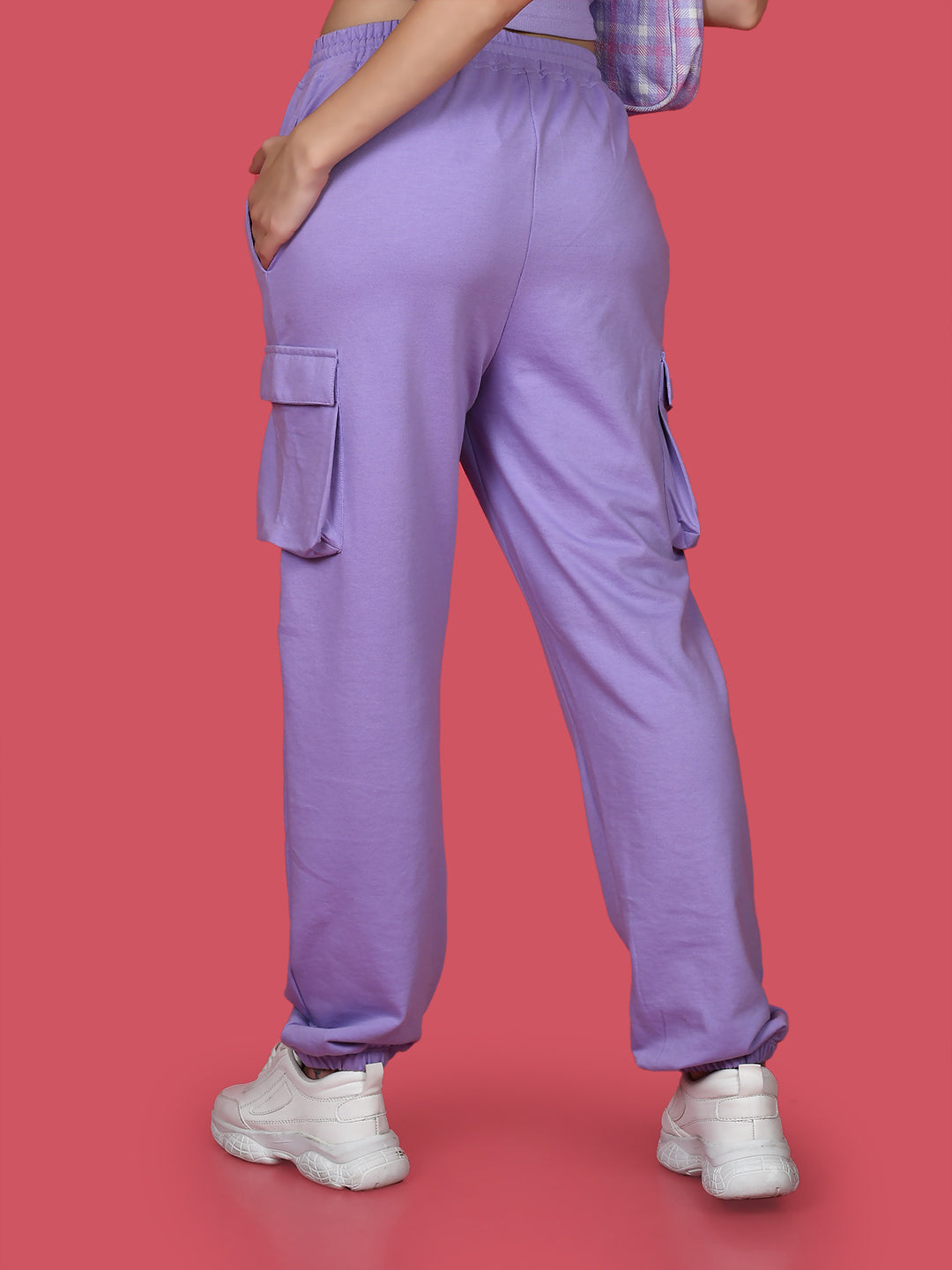 Purple Solid Elasticated Joggers