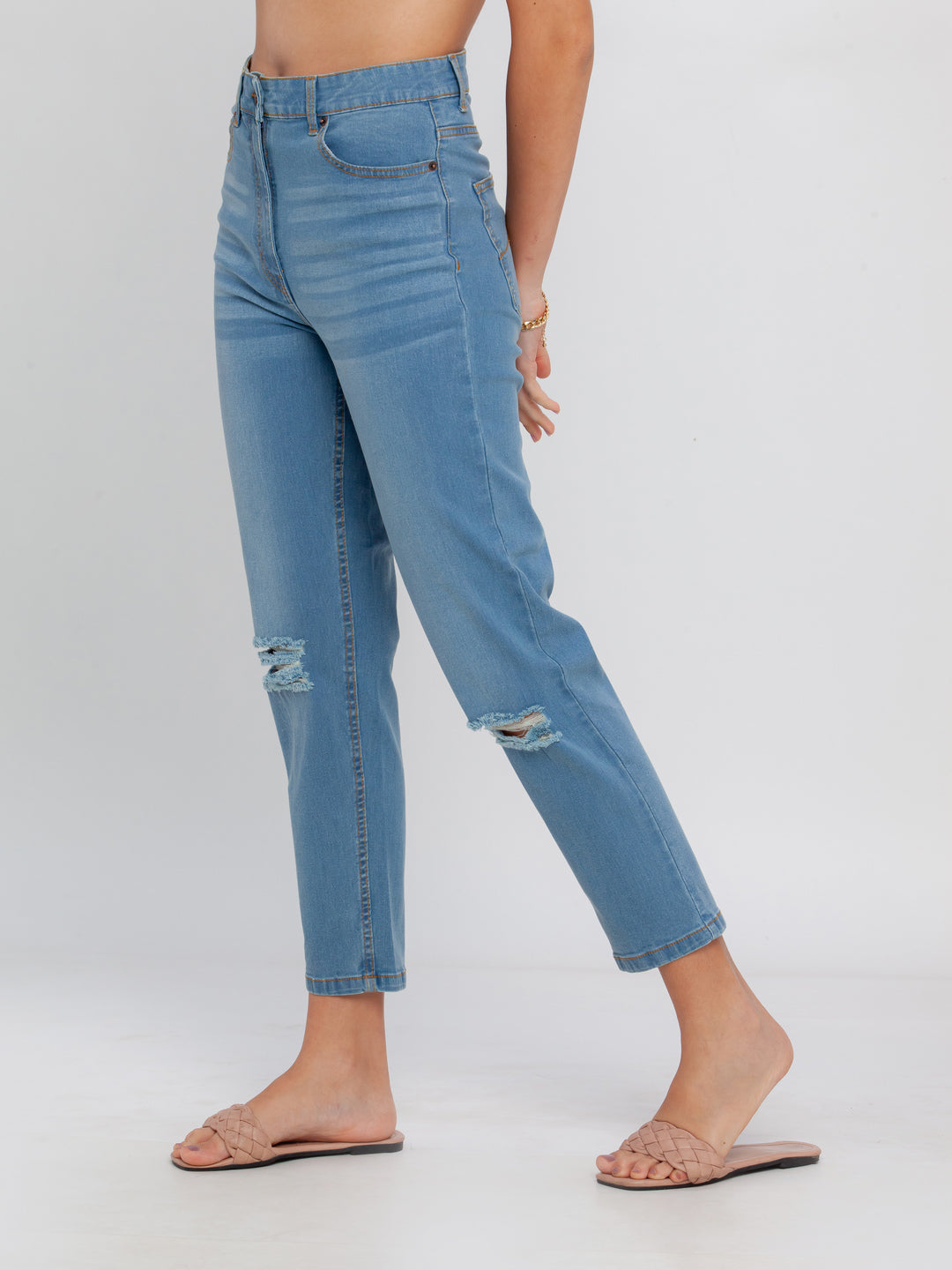 Blue Solid Jeans For Women