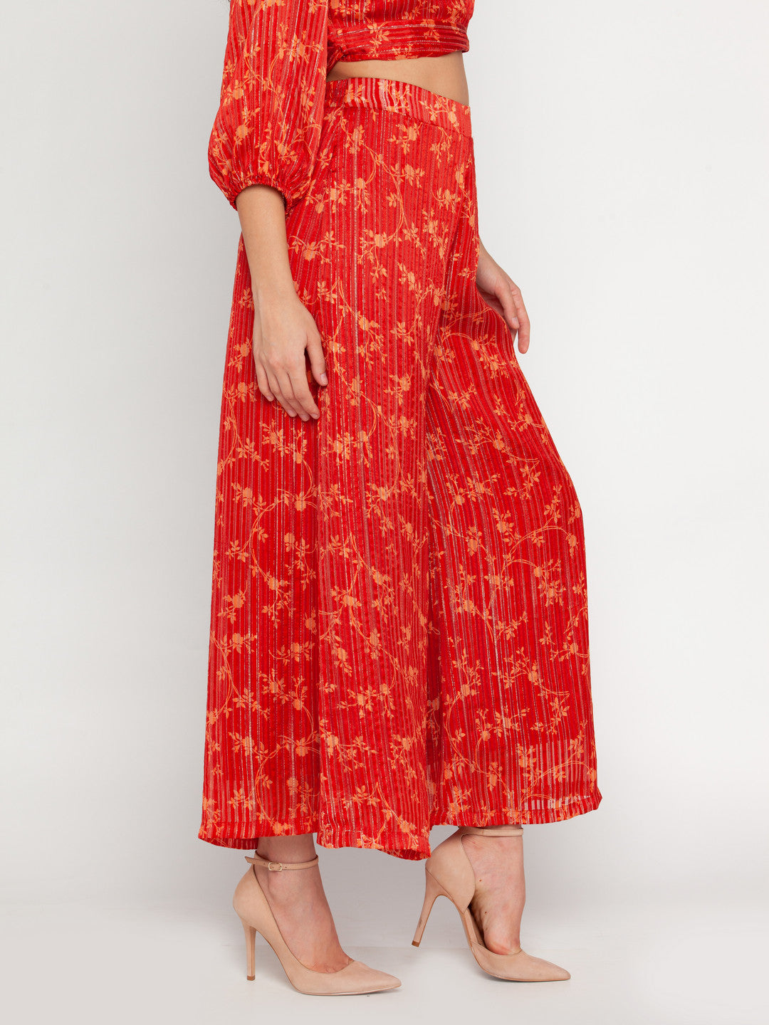Rust Printed Elasticated Palazzo For Women