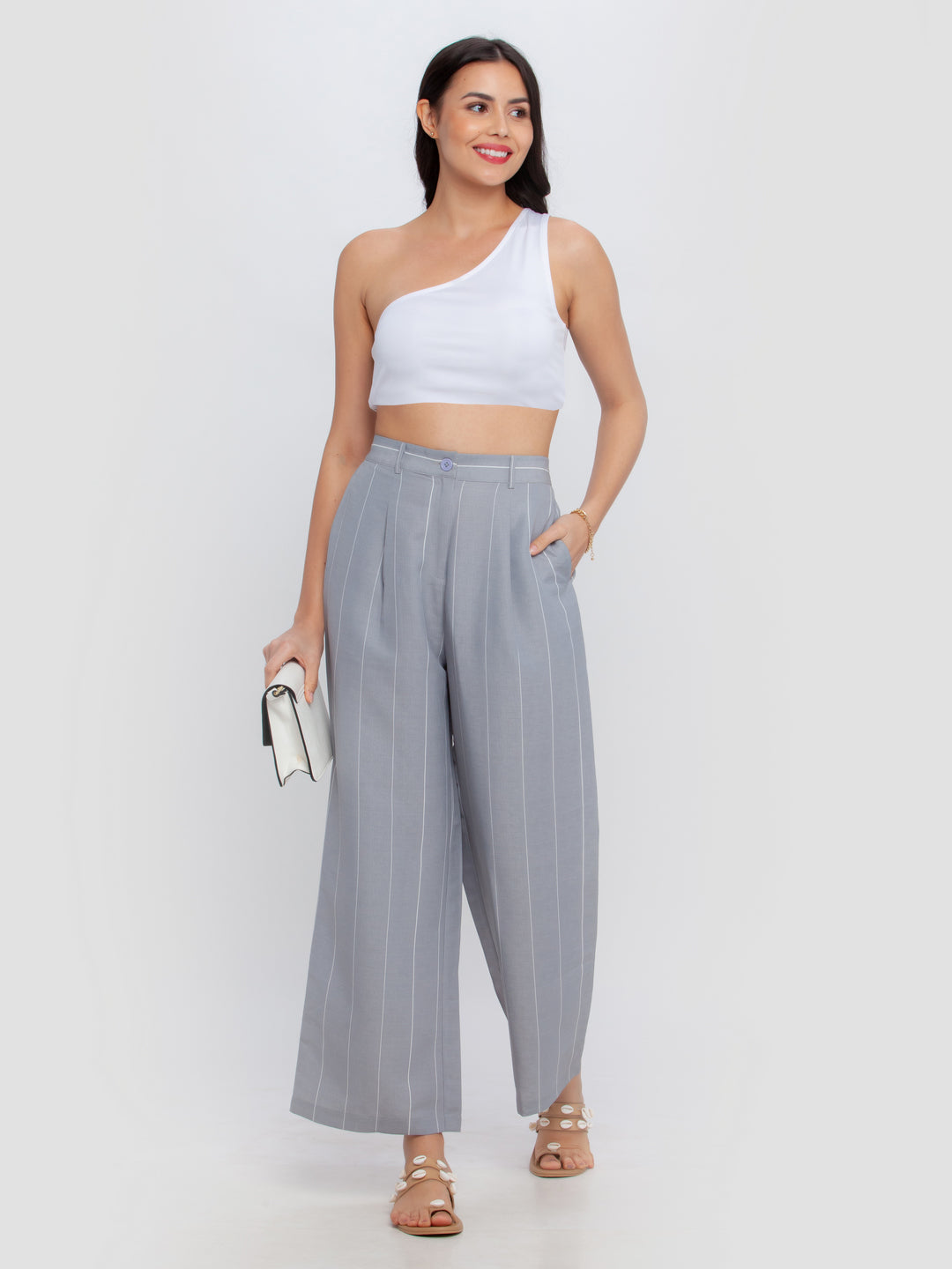 Grey Striped Trouser