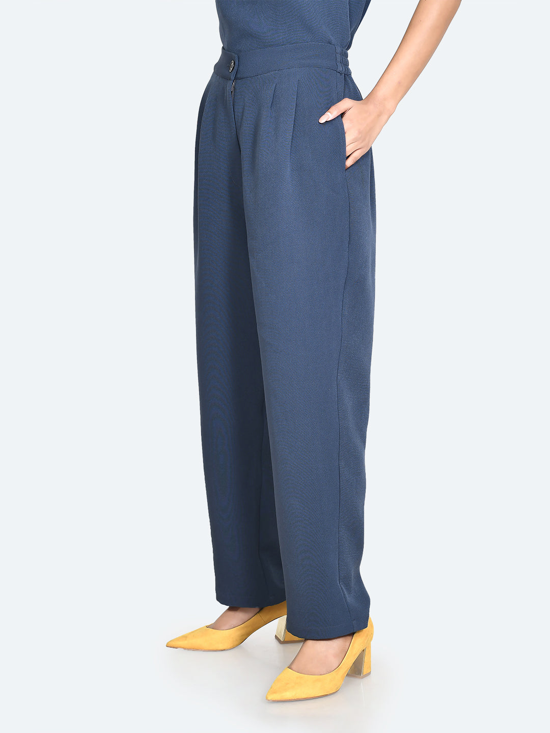Blue Solid Trousers