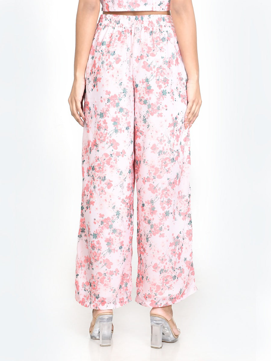 Pink Printed Wide Leg Trouser