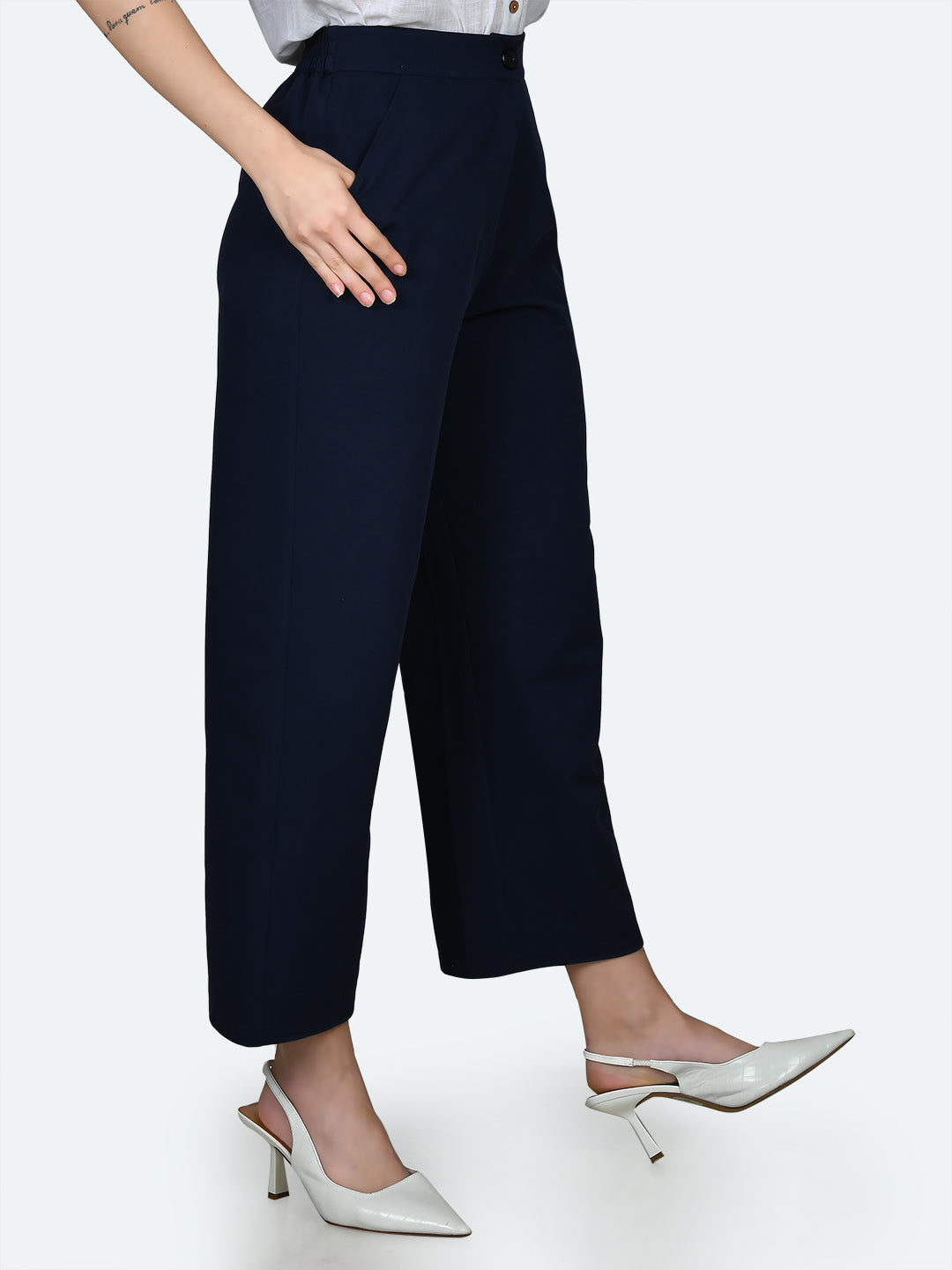 Blue Solid Trousers
