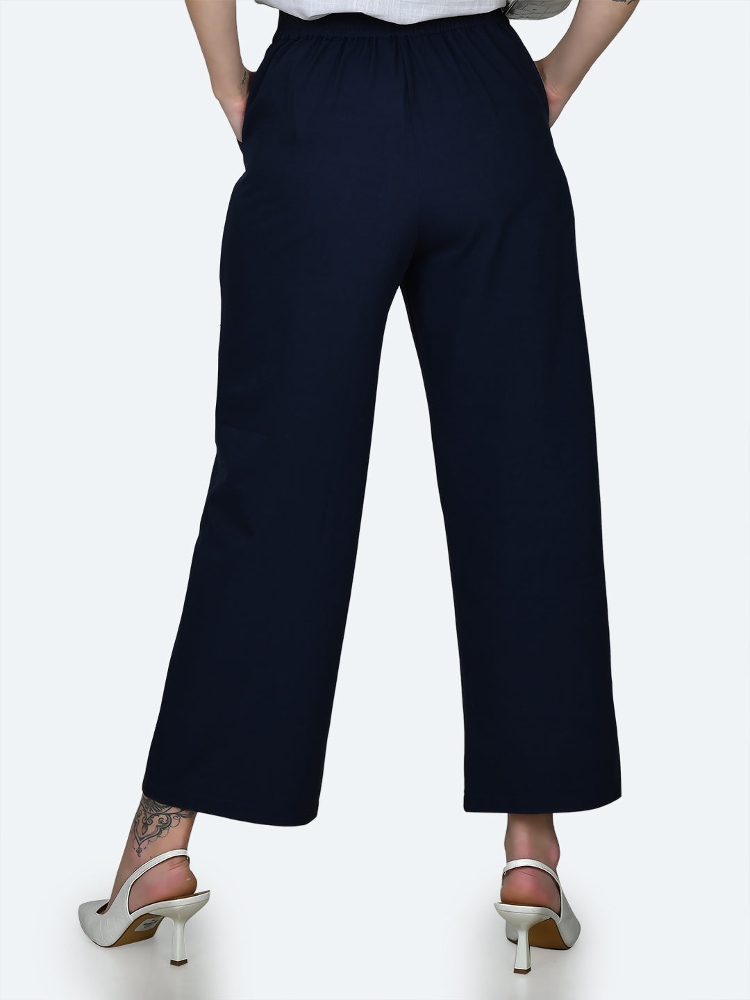 Blue Solid Trousers