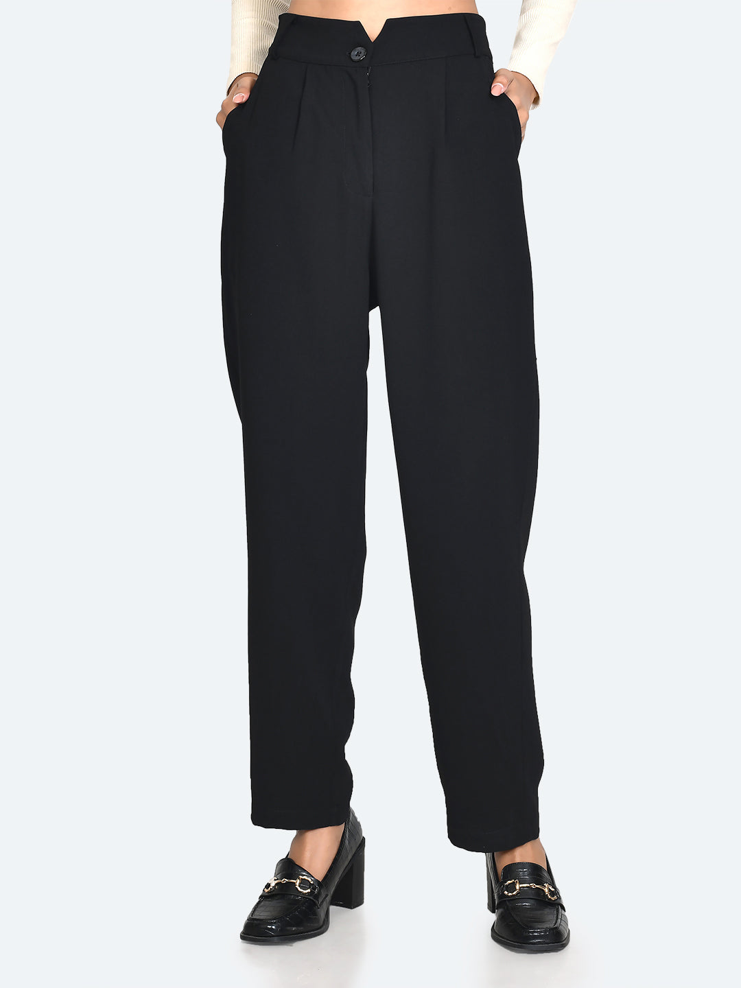 Black Solid Regular Trouser