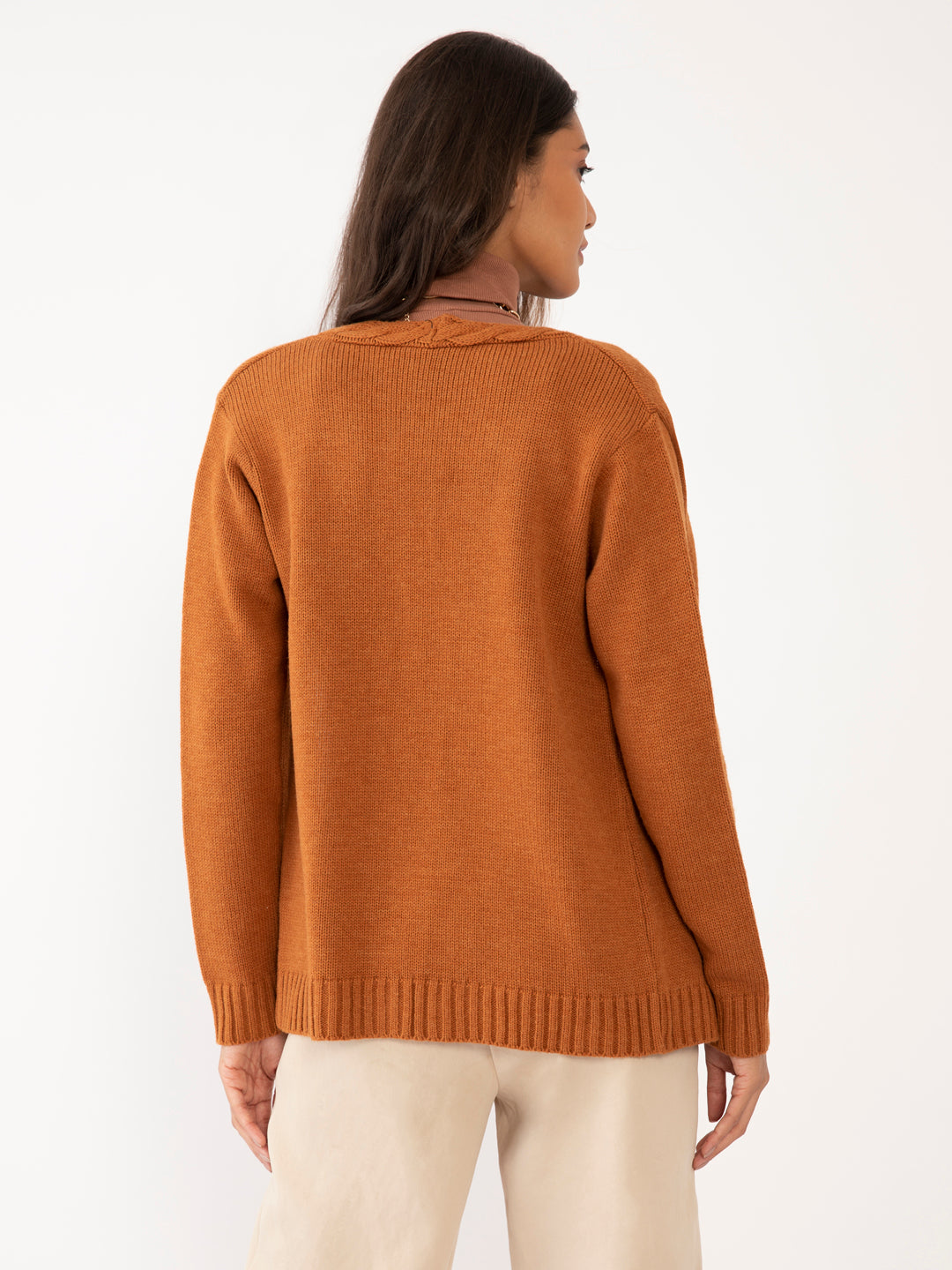 Brown Solid Straight Shrug