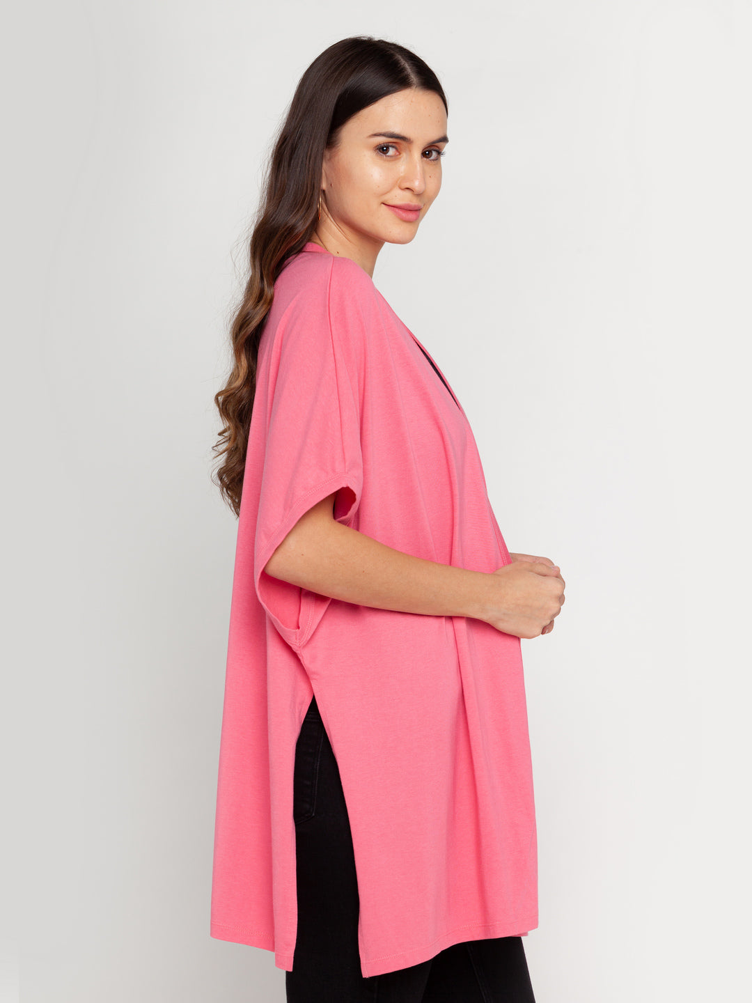 Pink Solid Shrug For Women